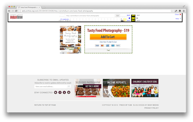 Tasty Food Photography Sales Page - Before.