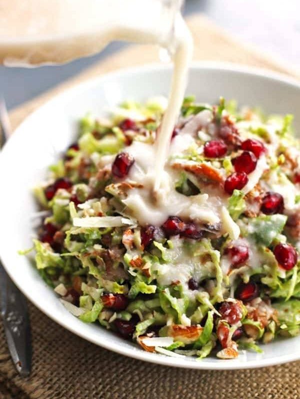 Chopped Brussels Sprout Salad - always requested by my family at holiday meals! | pinchofyum.com