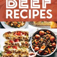 Yummy beef recipes in a collage.