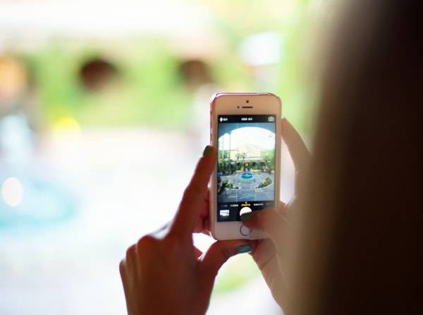 Iphone taking a photo.