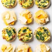 Breakfast sandwiches being prepped.