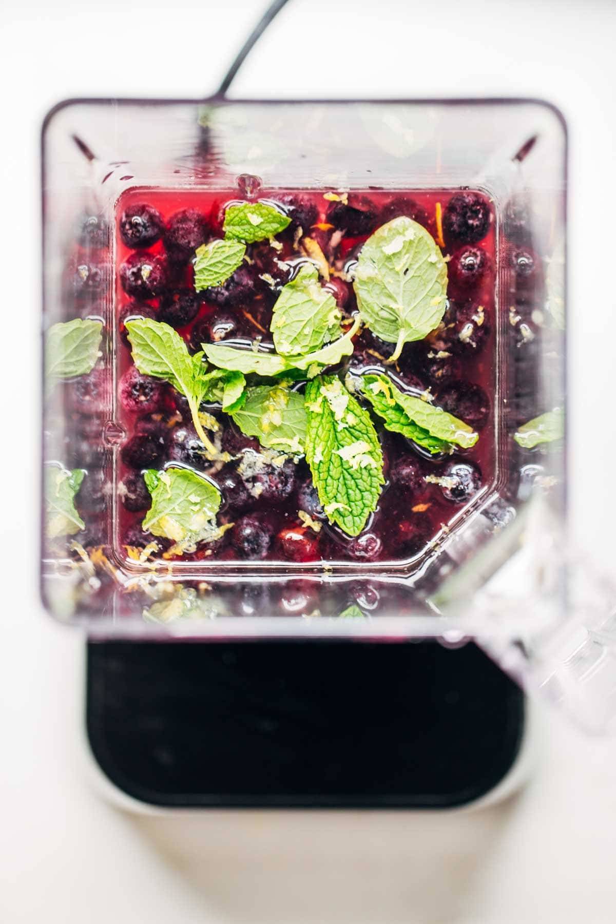 Frosted Blueberry Lemonade in a blender.